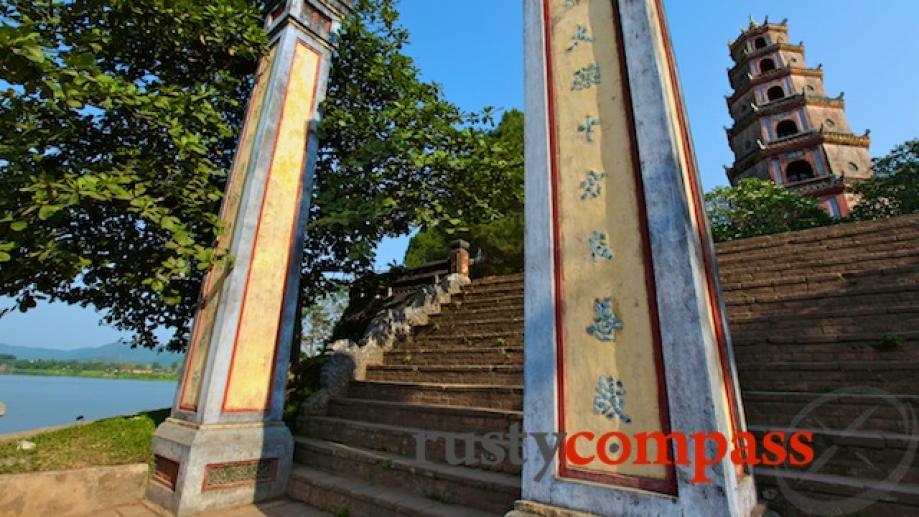 Stunning Thien Mu Pagoda on the Perfume River is a...