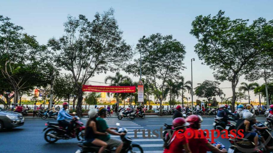 Crossing the road is the first challenge - Saigon river...