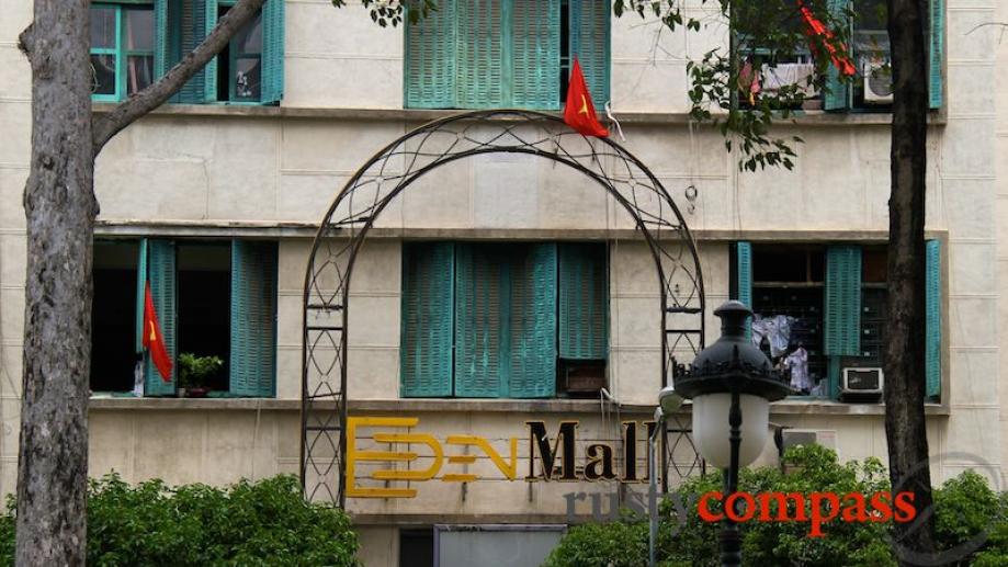 Vietnamese flags are draped from the Eden centre for the...